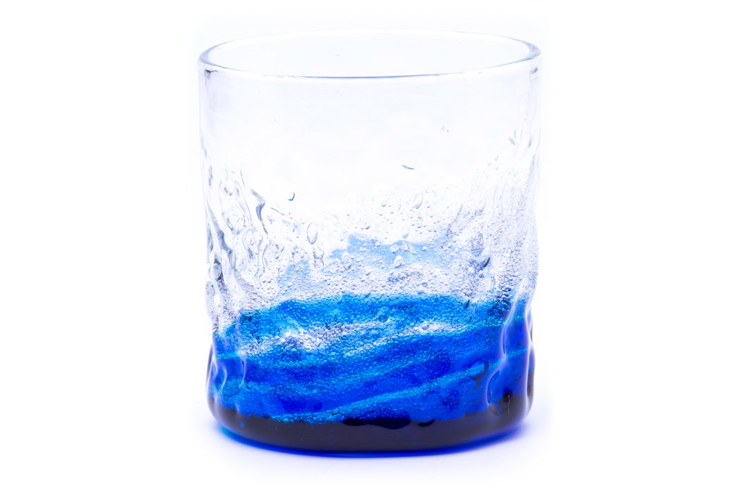 潮騒でこぼこグラス2個セット（青水×緑水）